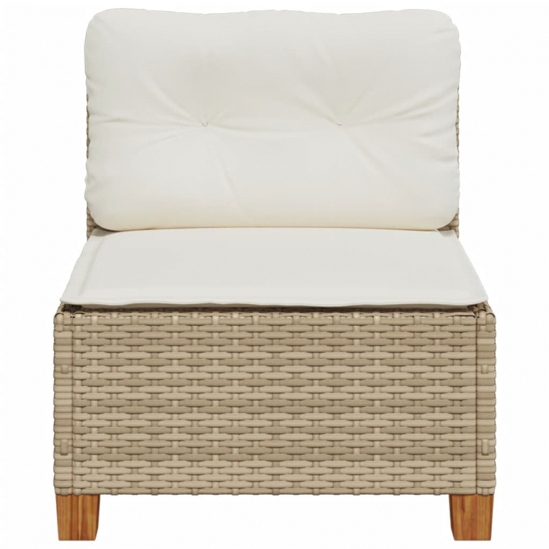 Gartensofa ohne Armlehnen mit Kissen Beige Poly Rattan