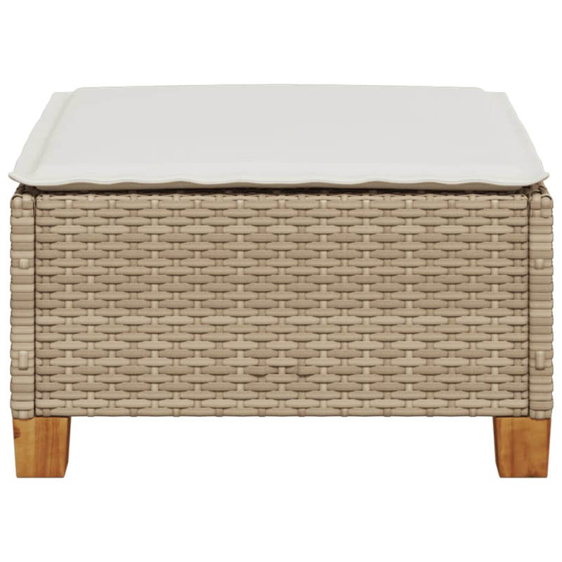 Gartenhocker mit Kissen Beige 63,5x56x32 cm Poly Rattan