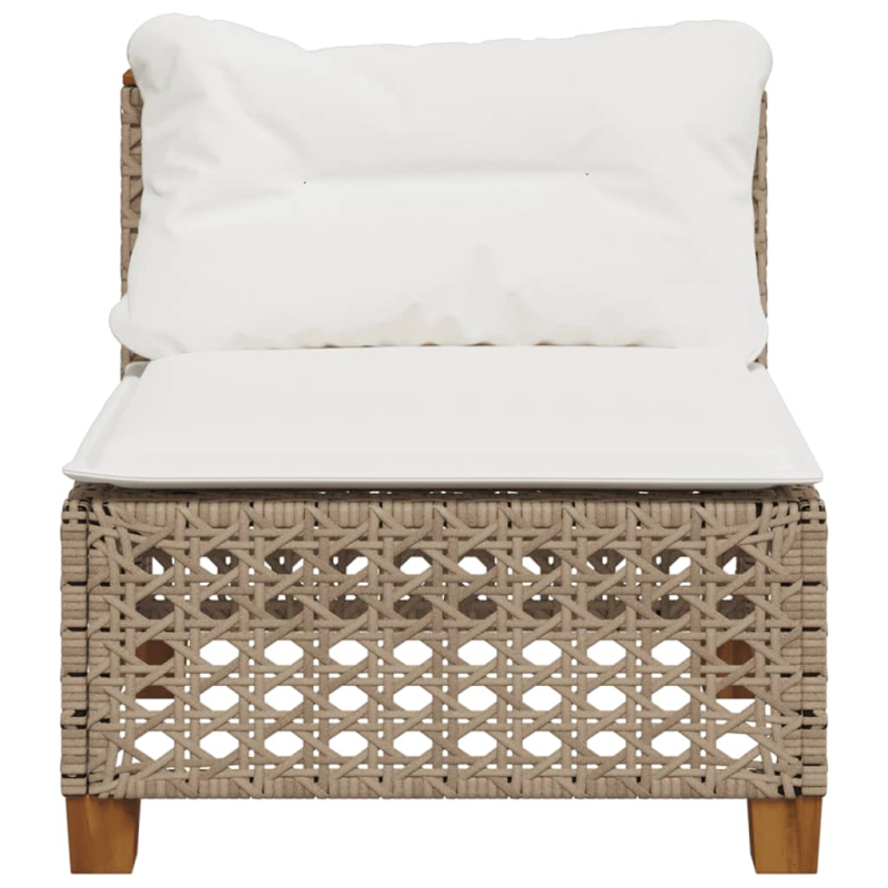 Gartensofa ohne Armlehnen mit Kissen Beige Poly Rattan