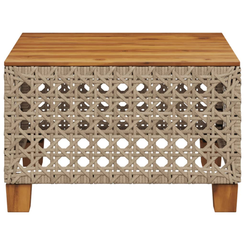 Gartentisch Beige 55x55x36 cm Poly Rattan Akazienholz