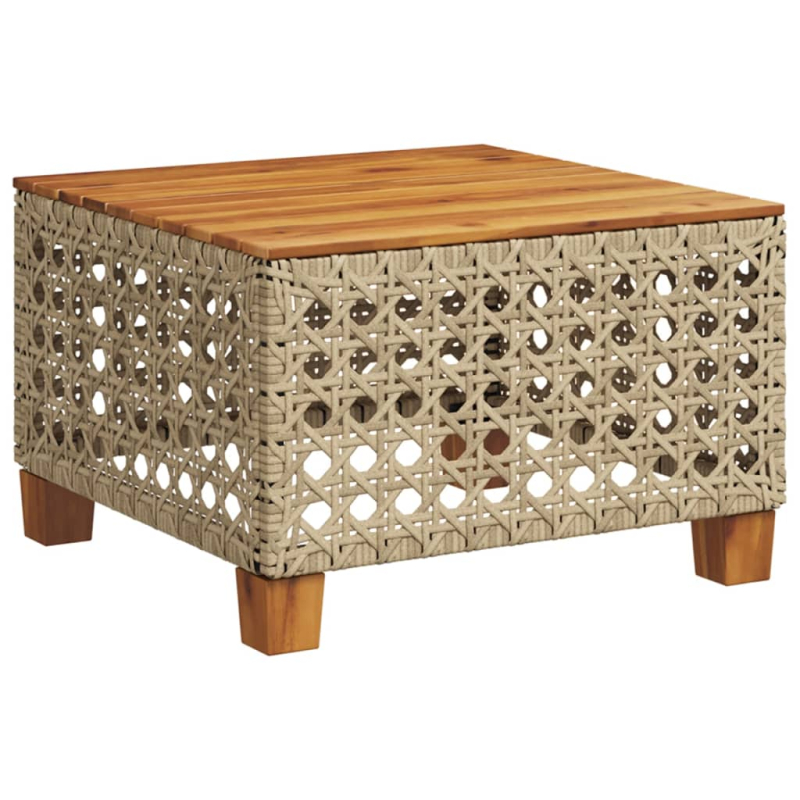Gartentisch Beige 55x55x36 cm Poly Rattan Akazienholz