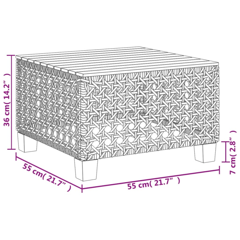 Gartentisch Beige 55x55x36 cm Poly Rattan Akazienholz
