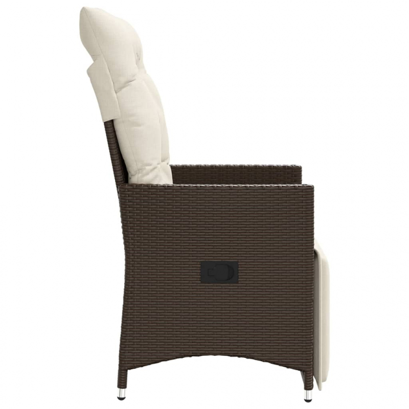 Gartensessel Verstellbar mit Kissen Braun Poly Rattan