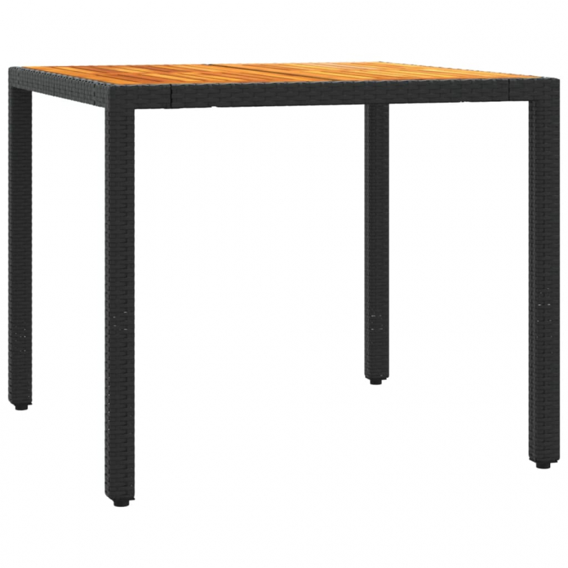 3-tlg. Bistro-Set mit Kissen Schwarz Poly Rattan