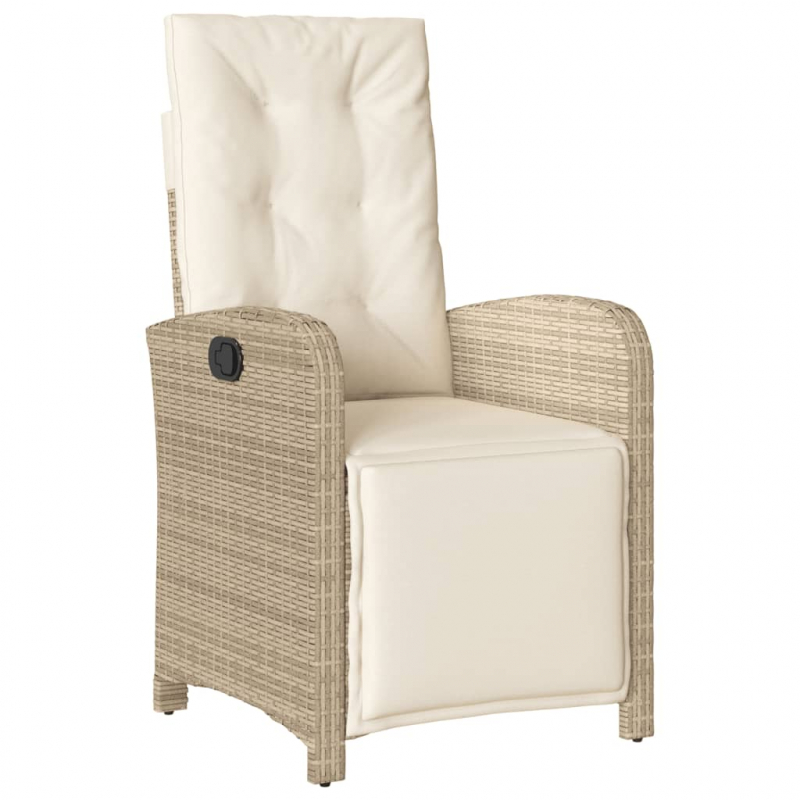3-tlg. Bistro-Set mit Kissen Beige Poly Rattan