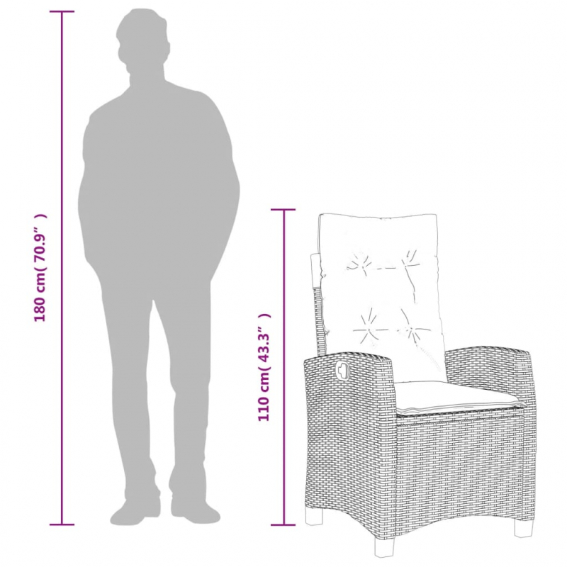 3-tlg. Garten-Essgruppe mit Kissen Beigemischung Poly Rattan