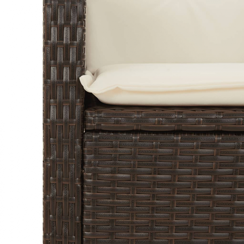 3-tlg. Garten-Essgruppe mit Kissen Braun Poly Rattan