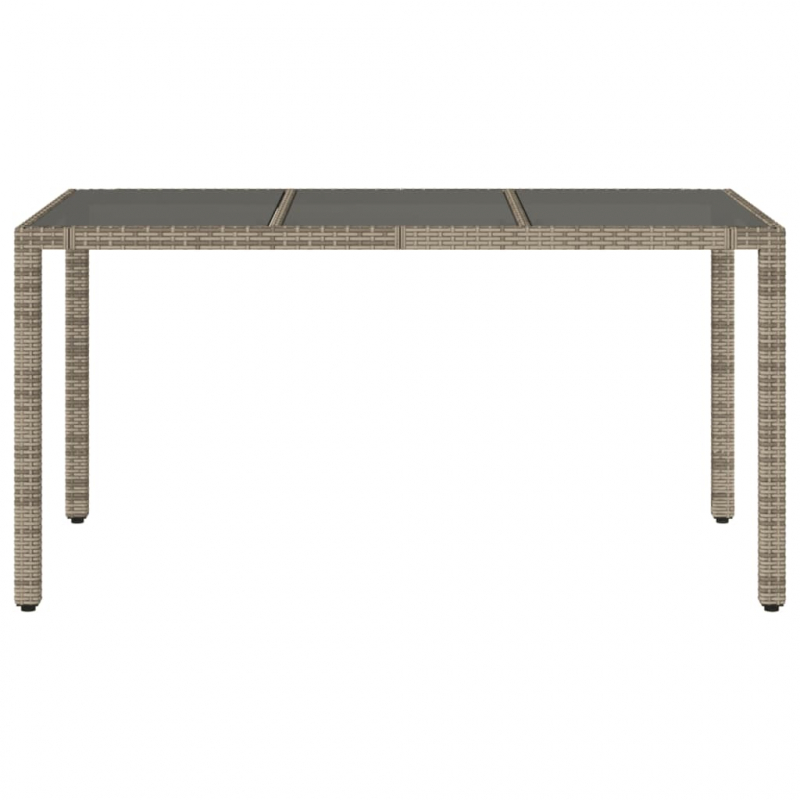 Gartentisch mit Glasplatte Grau 150x90x75 cm Poly Rattan