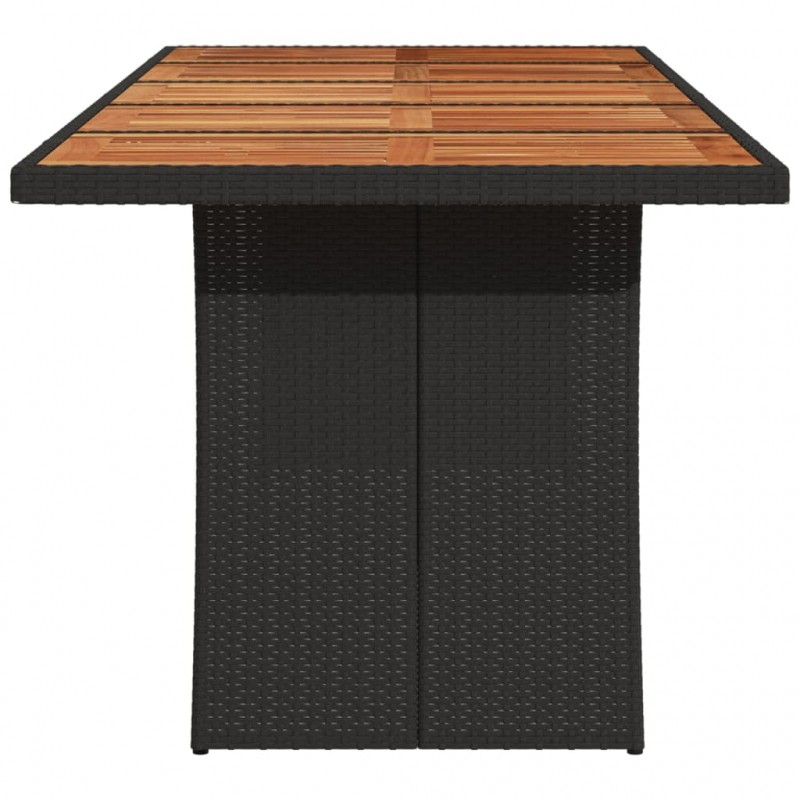 Gartentisch mit Holzplatte Schwarz 240x90x75 cm Poly Rattan