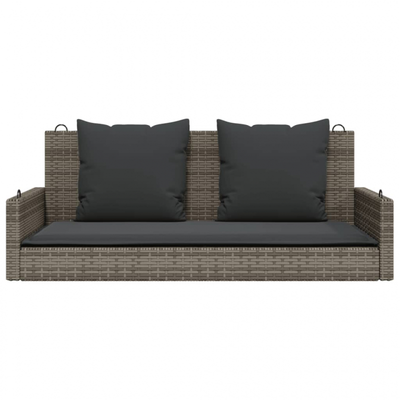 Hängebank mit Kissen Grau 119x56x48 cm Poly Rattan