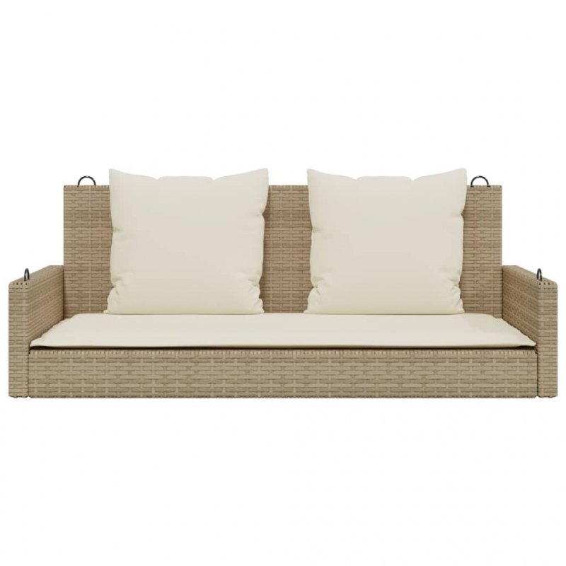 Hängebank mit Kissen Beige 119x56x48 cm Poly Rattan