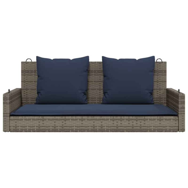Schaukelbank mit Kissen Grau 119x56x48 cm Poly Rattan