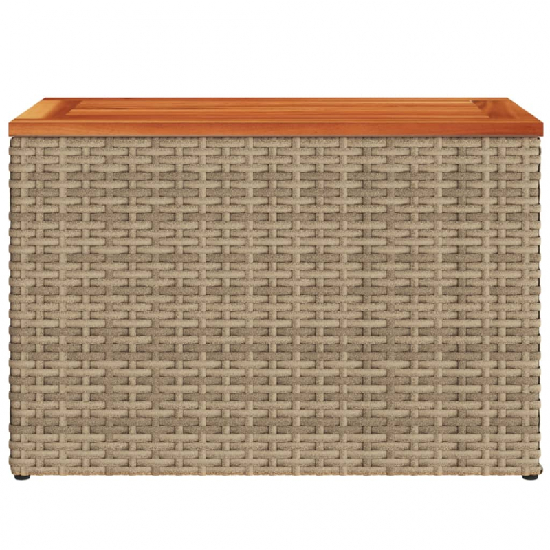 Garten-Beistelltische 2 Stk. Beige 55x34x37 cm Poly Rattan Holz