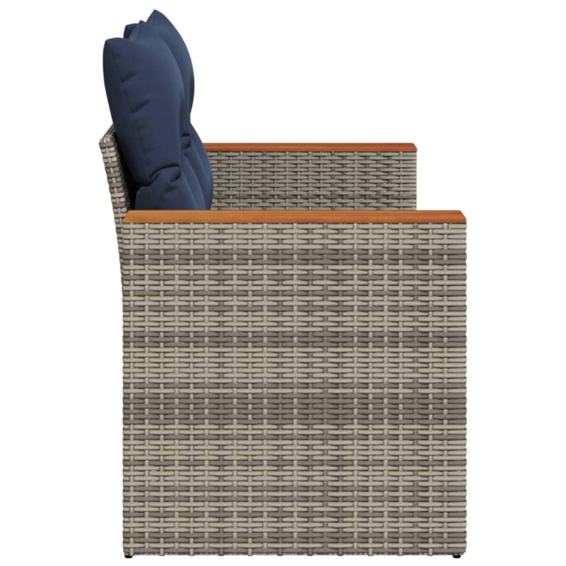 Gartensofa 2-Sitzer mit Kissen Grau Poly Rattan