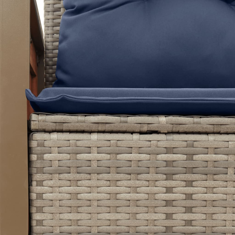 Gartensofa 2-Sitzer mit Kissen Grau Poly Rattan
