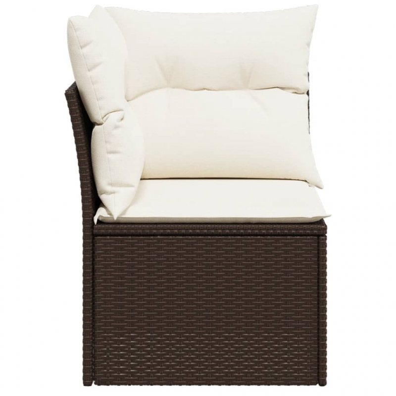 Garten-Ecksofa mit Kissen Braun Poly Rattan