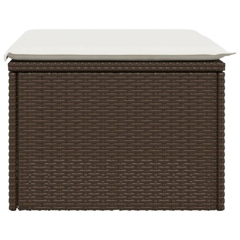 Gartenhocker mit Kissen Braun 55x55x37 cm Poly Rattan