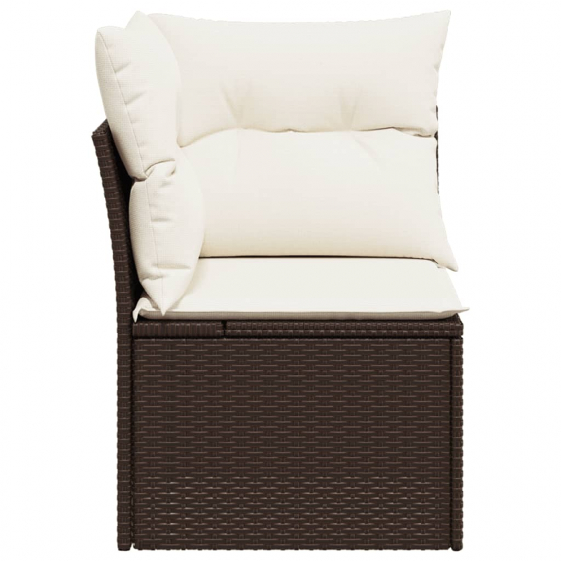 Garten-Ecksofa mit Kissen Braun Poly Rattan