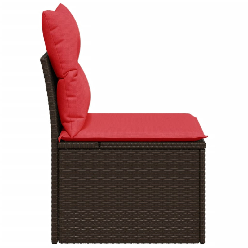 Gartensessel ohne Armlehnen mit Kissen Braun Poly Rattan