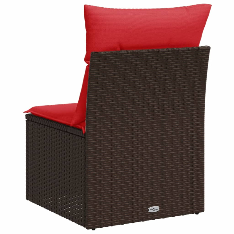 Gartensessel ohne Armlehnen mit Kissen Braun Poly Rattan