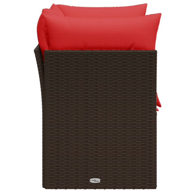 Gartensofa mit Kissen 2-Sitzer Braun Poly Rattan