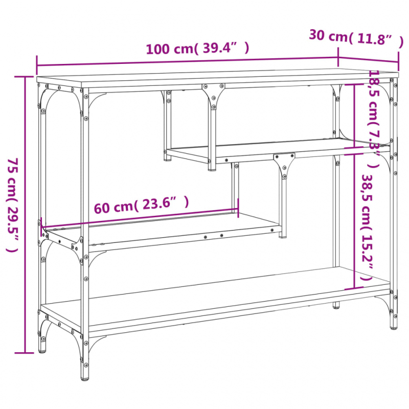 Konsolentisch Räuchereiche 100x30x75 cm Holzwerkstoff