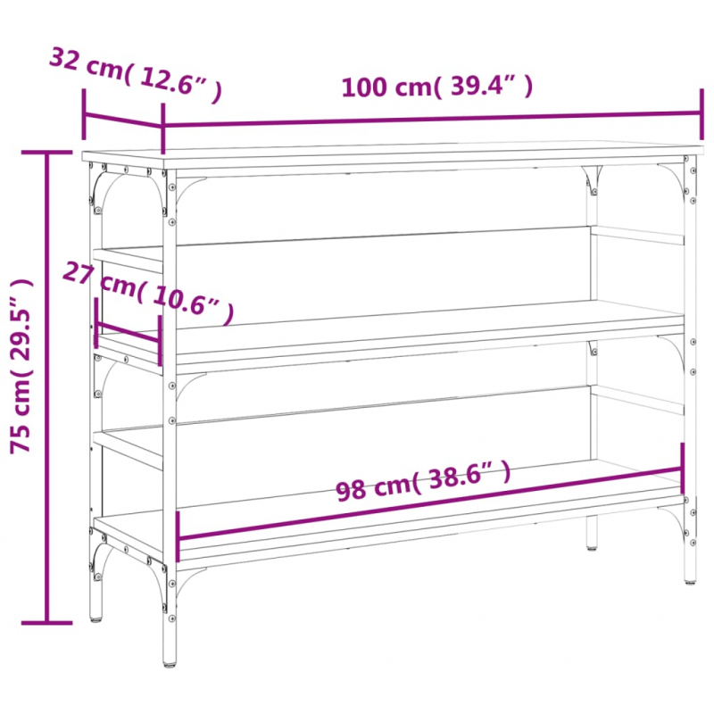 Konsolentisch Braun Eichen-Optik 100x32x75 cm Holzwerkstoff