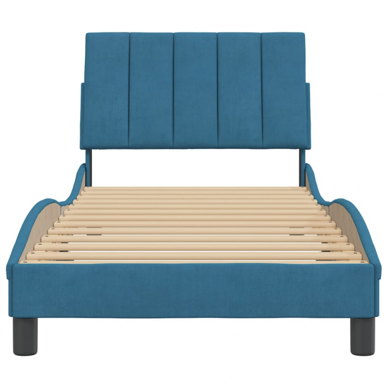 Bettgestell mit Kopfteil Blau 90x200 cm Samt