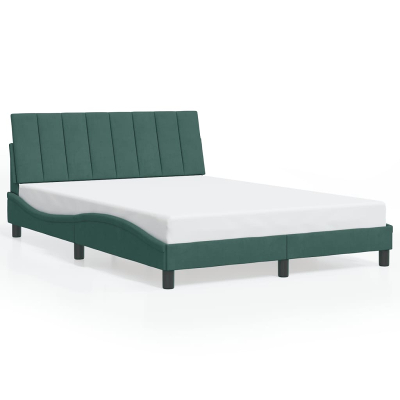 Bettgestell ohne Matratze Dunkelgrün 140x190 cm Samt