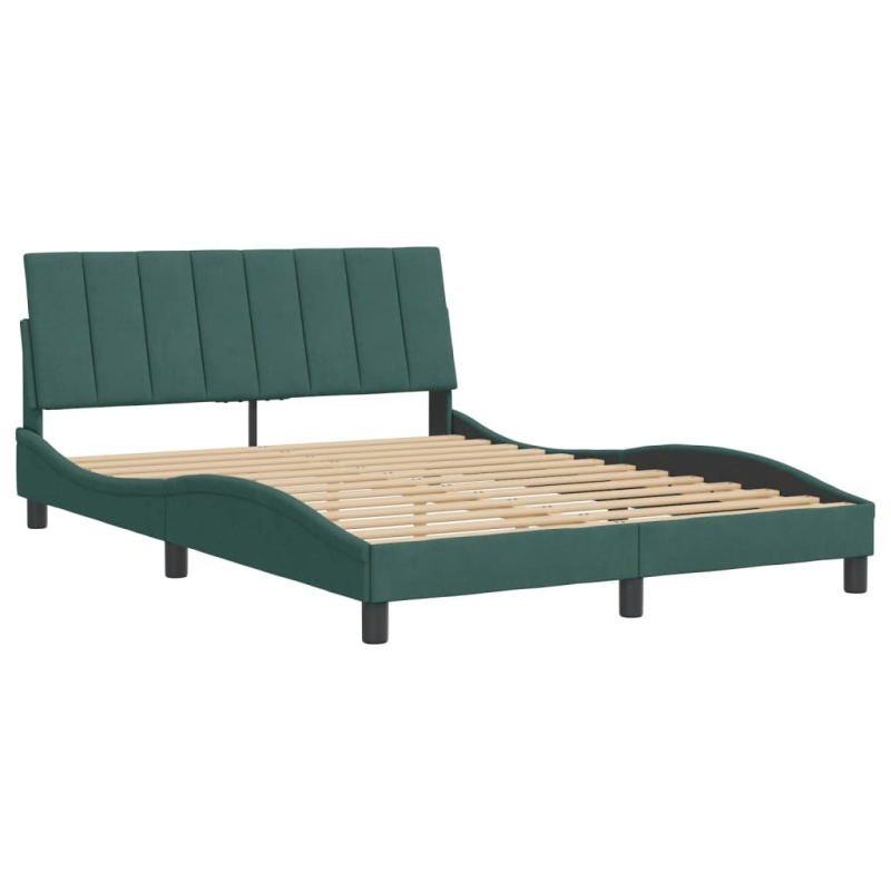 Bettgestell ohne Matratze Dunkelgrün 140x190 cm Samt