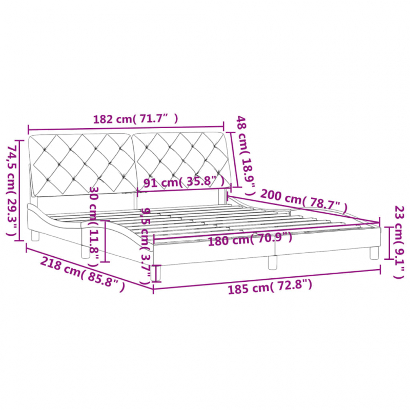 Bettgestell mit Kopfteil Rosa 180x200 cm Samt