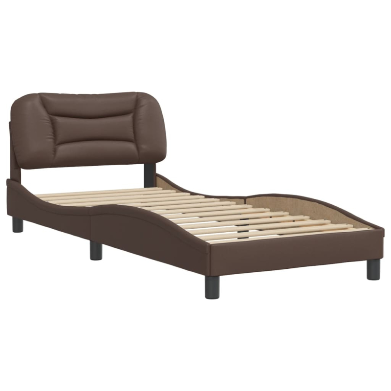 Bettgestell mit Kopfteil Braun 90x190 cm Kunstleder