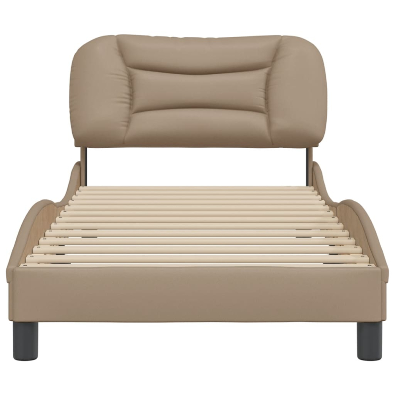 Bettgestell mit Kopfteil Cappuccino-Braun 90x190 cm Kunstleder