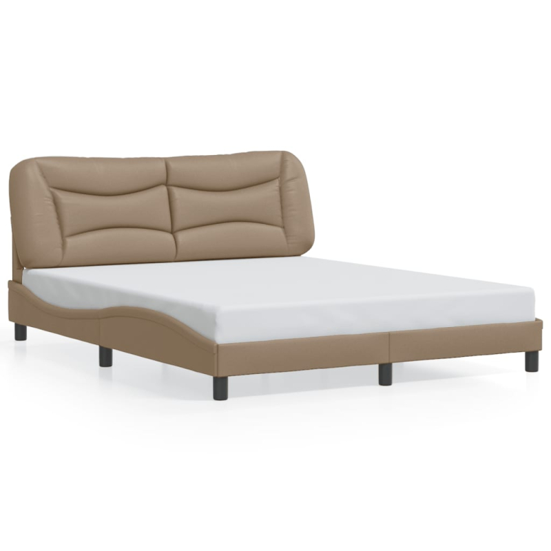 Bettgestell mit Kopfteil Cappuccino-Braun 160x200 cm Kunstleder