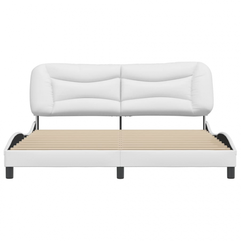 Bettgestell mit Kopfteil Weiß 180x200 cm Kunstleder