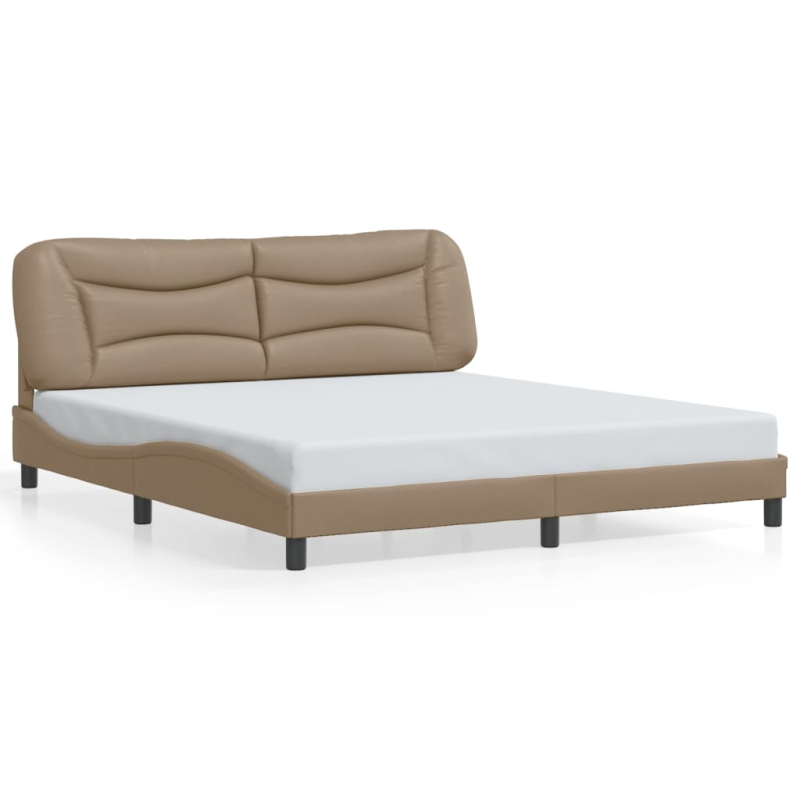 Bettgestell mit Kopfteil Cappuccino-Braun 180x200 cm Kunstleder