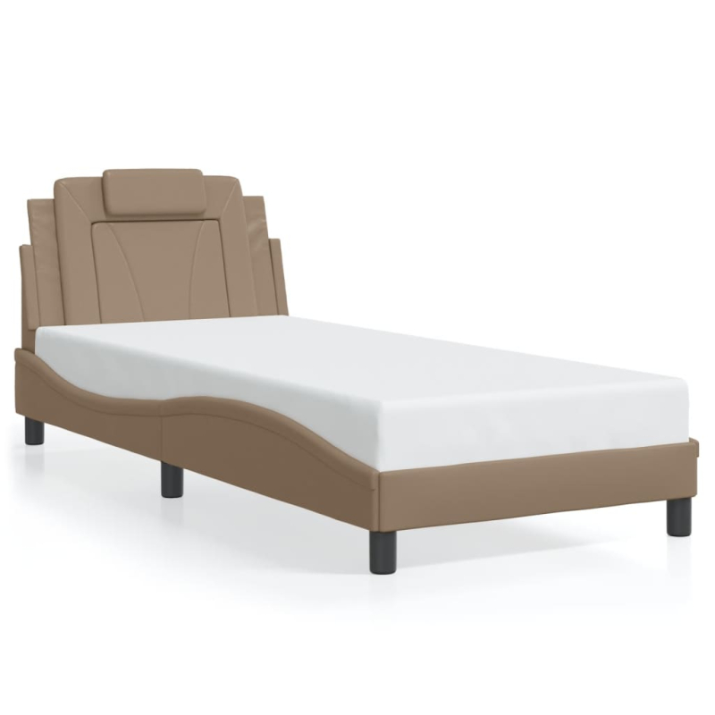 Bettgestell mit Kopfteil Cappuccino-Braun 90x190 cm Kunstleder