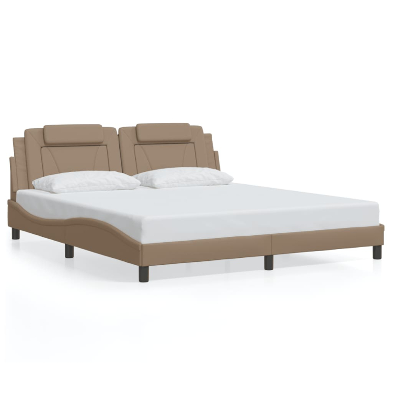 Bettgestell mit Kopfteil Cappuccino-Braun 180x200 cm Kunstleder