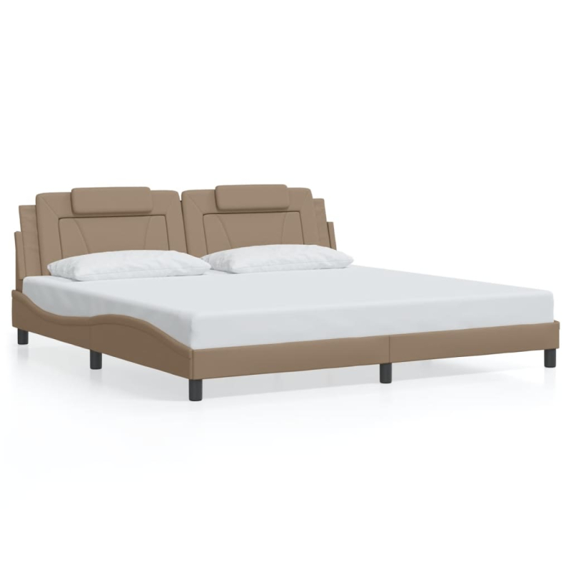 Bettgestell mit Kopfteil Cappuccino-Braun 200x200 cm Kunstleder