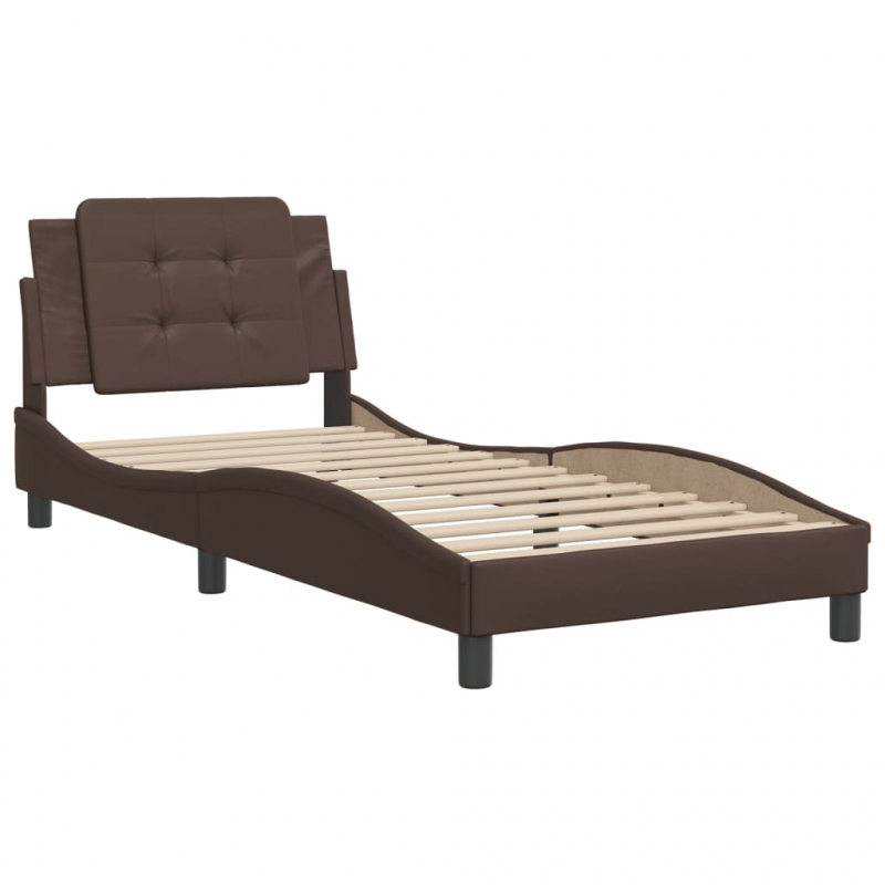Bettgestell mit Kopfteil Braun 90x190 cm Kunstleder