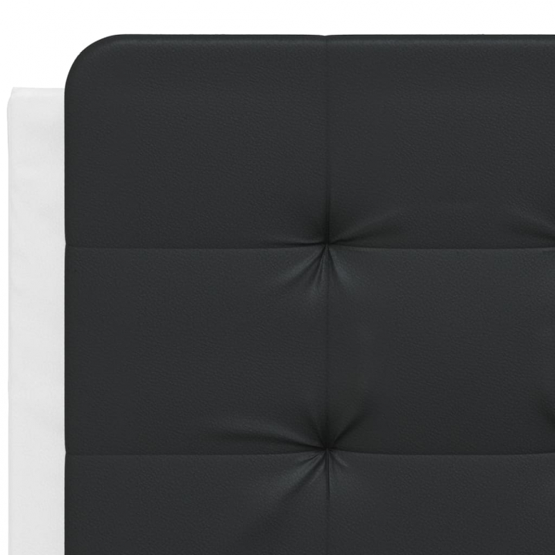Bettgestell mit Kopfteil Weiß und Schwarz 140x190 cm Kunstleder