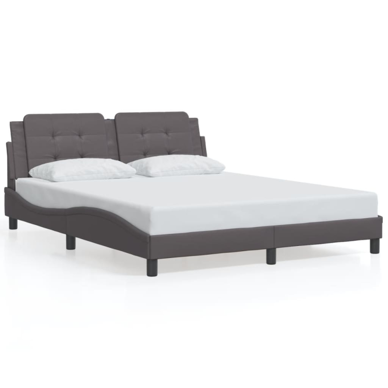 Bettgestell mit Kopfteil Grau 160x200 cm Kunstleder
