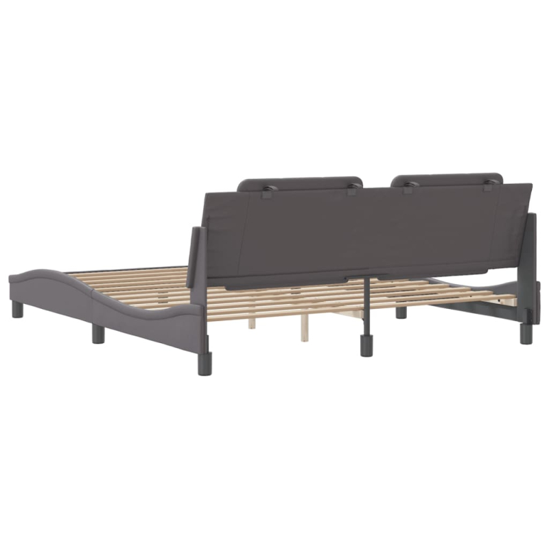 Bettgestell mit Kopfteil Grau 180x200 cm Kunstleder