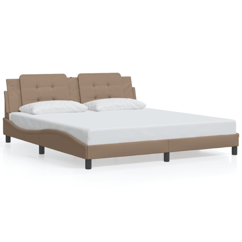 Bettgestell mit Kopfteil Cappuccino-Braun 180x200 cm Kunstleder