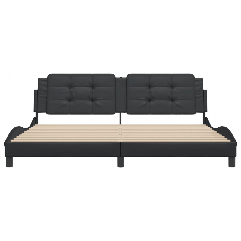 Bettgestell mit Kopfteil Schwarz 200x200 cm Kunstleder