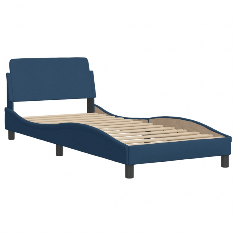 Bett mit Matratze Blau 90x190 cm Stoff