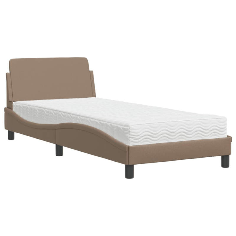 Bett mit Matratze Cappuccino-Braun 90x190 cm Kunstleder