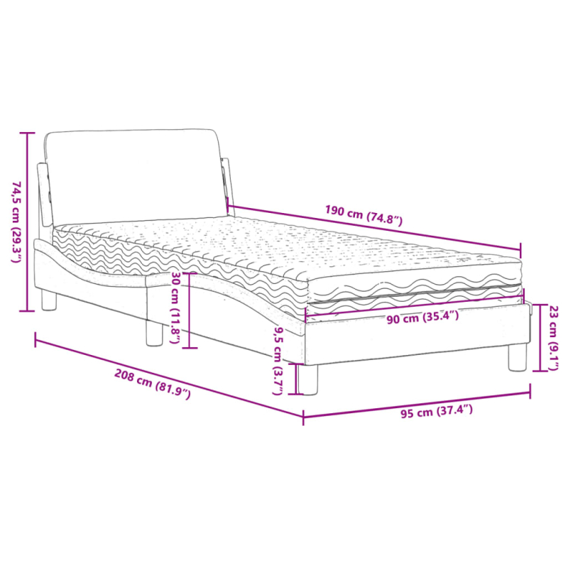 Bett mit Matratze Cappuccino-Braun 90x190 cm Kunstleder