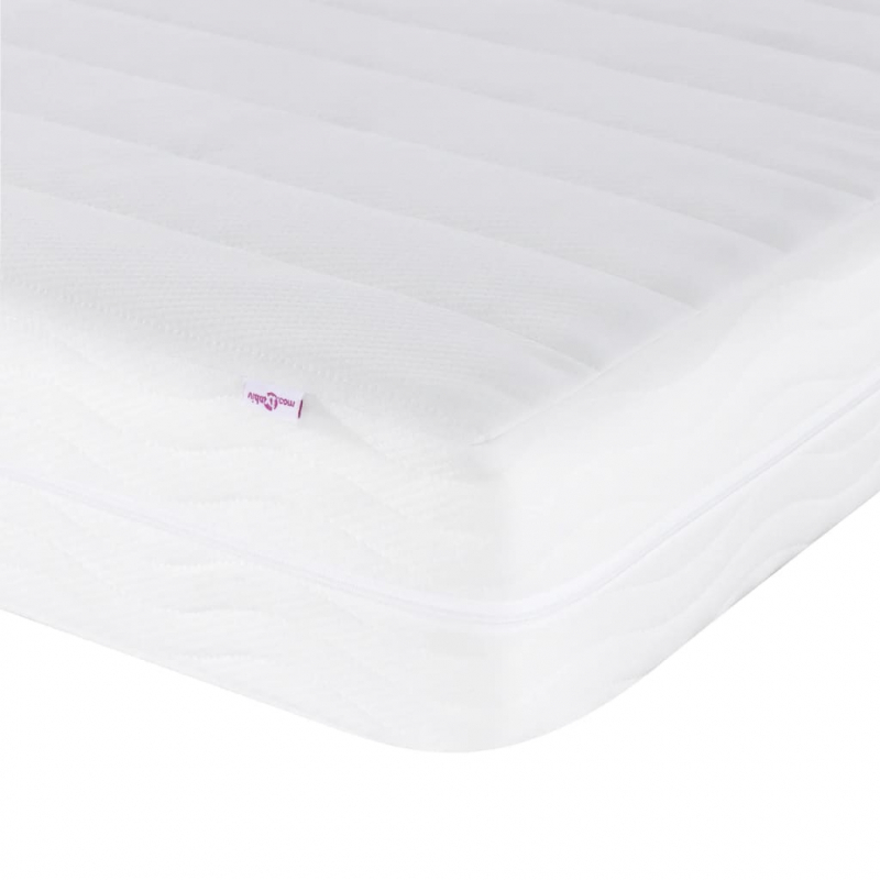 Bett mit Matratze Creme 100x200 cm Stoff