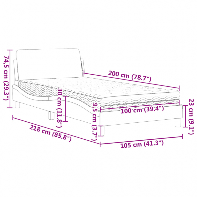 Bett mit Matratze Braun 100x200 cm Kunstleder